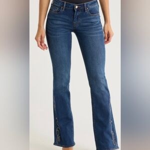 True Religion Womens Becca Mid Rise Bootcut Studs Jeans Size 34